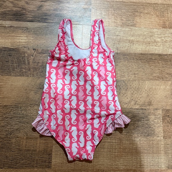 Pink Seahorse Kids Swimsuit-size 5 - Picture 4 of 5